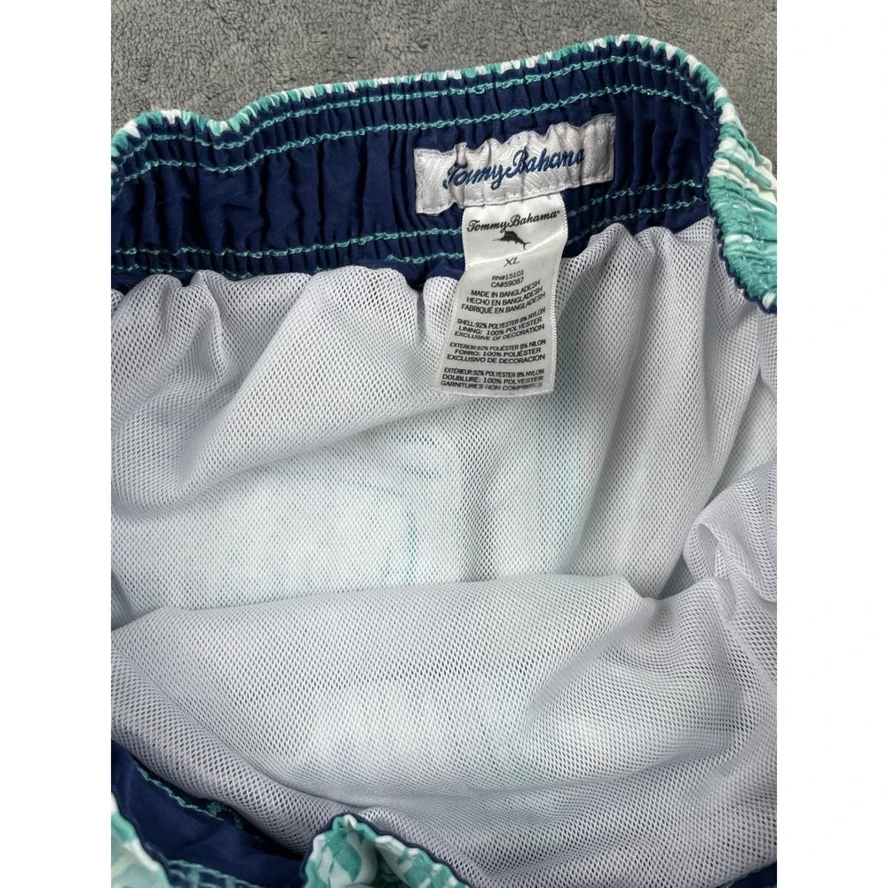 Tommy Bahama Kids XL Swim Trunks Teal White‎ Plaid Board Shorts RN15101